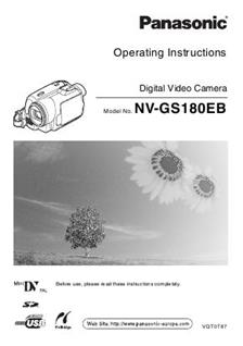 Panasonic NV GS 180 EB manual. Camera Instructions.